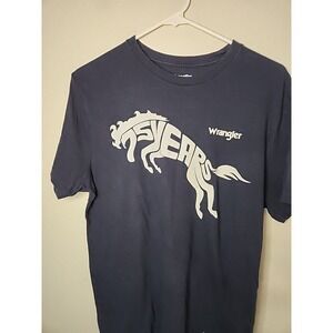 Wrangler Brand Logo 75 Years Navy Blue Graphic T-Shirt Mens Size M‎